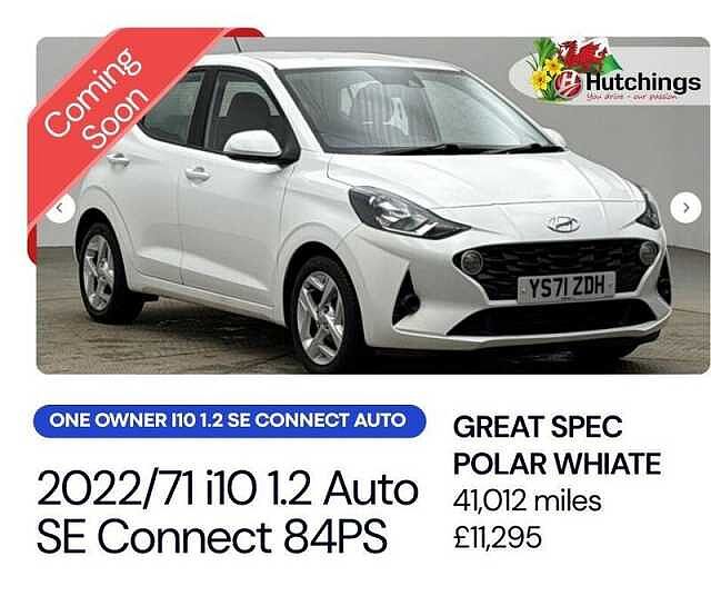 Hyundai i10 1.2 SE Connect Hatchback 5dr Petrol Auto Euro 6 (s/s) (84 ps)