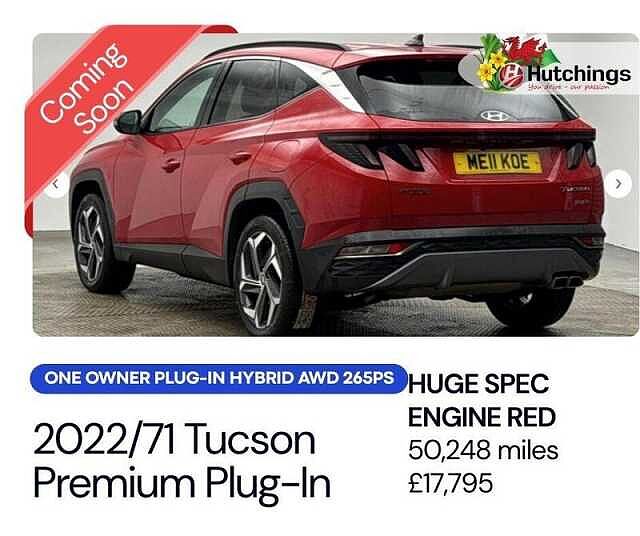 Hyundai TUCSON 1.6 h T-GDi 13.8kWh Premium SUV 5dr Petrol Plug-in Hybrid Auto 4WD Euro 6 (s/s)