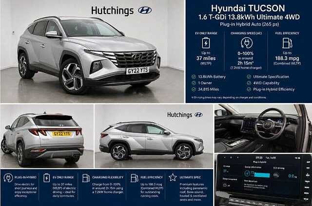 Hyundai TUCSON 1.6 h T-GDi 13.8kWh Ultimate SUV 5dr Petrol Plug-in Hybrid Auto 4WD Euro 6 (s/s)
